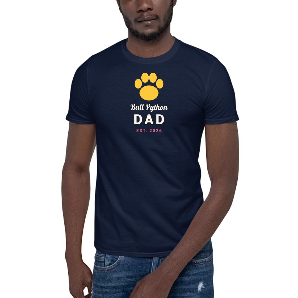 Ball Python Dad Paw dark tee in navy, printed with "Ball Python"