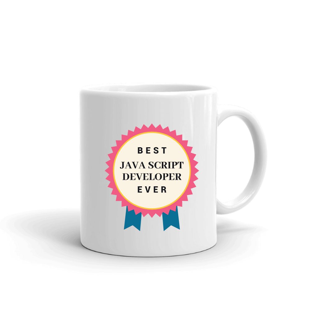 Best Java Script Developer Ever Rosette mug in white, printed with "Java Script Developer"