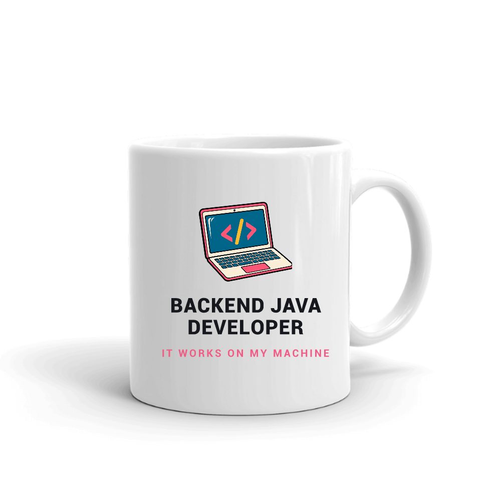 Backend Java Developer Code Laptop mug in white, printed with "Backend Java Developer"