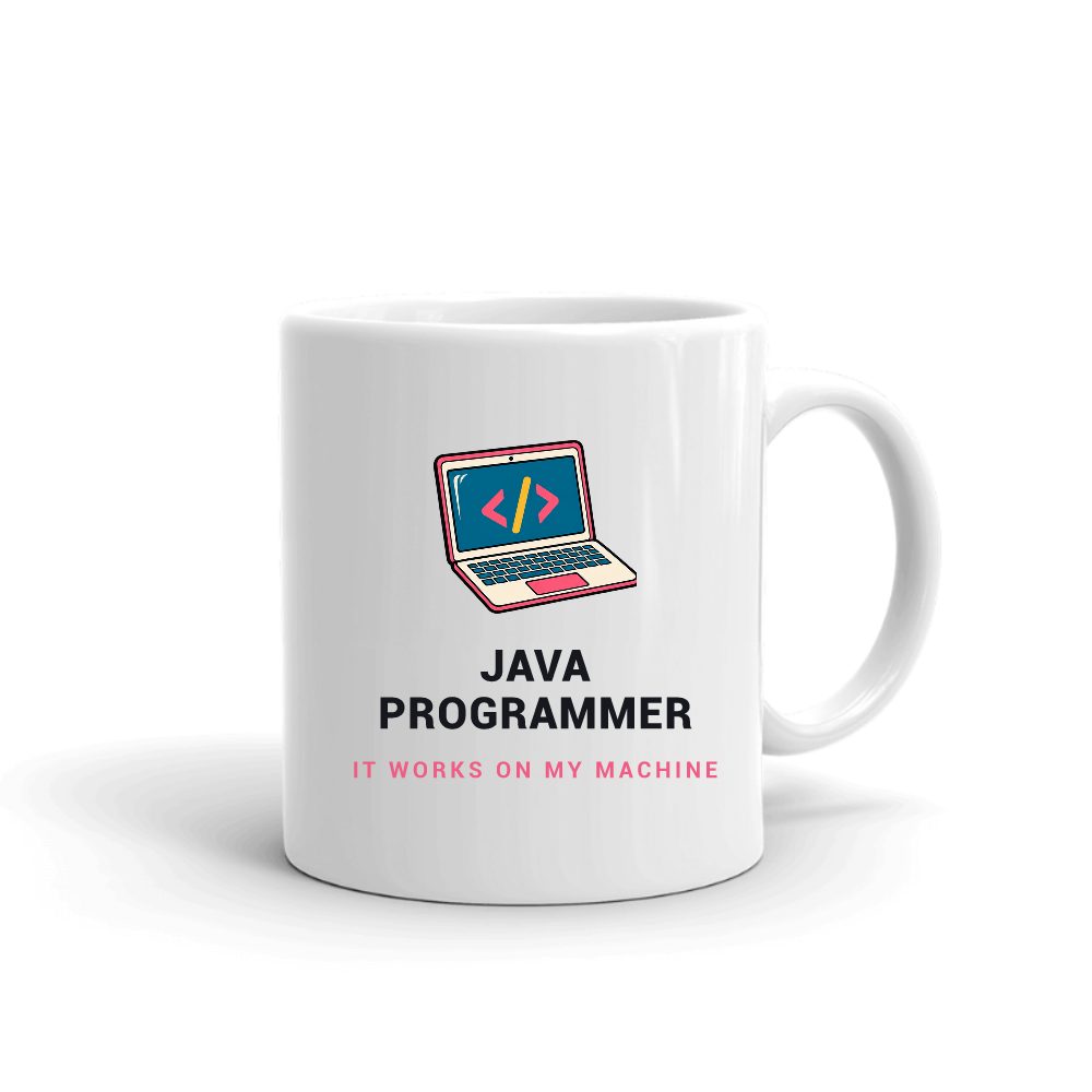Java Programmer Code Laptop mug in white, printed with "Java Programmer"