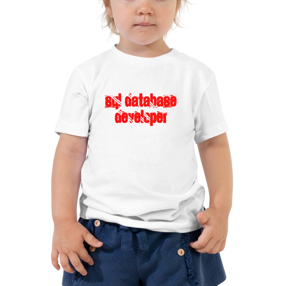 Sql Database Developer Cali Style kids tee in white, printed with "Sql Database Developer"