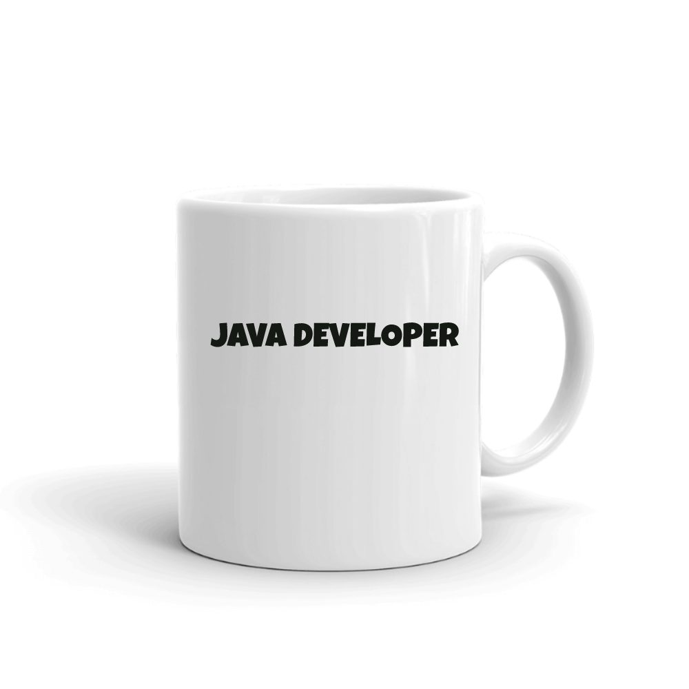 Java Developer Fun Style mug in white, printed with "Java Developer"