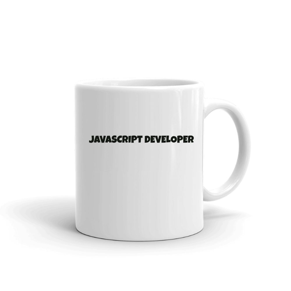 Javascript Developer Fun Style mug in white, printed with "Javascript Developer"