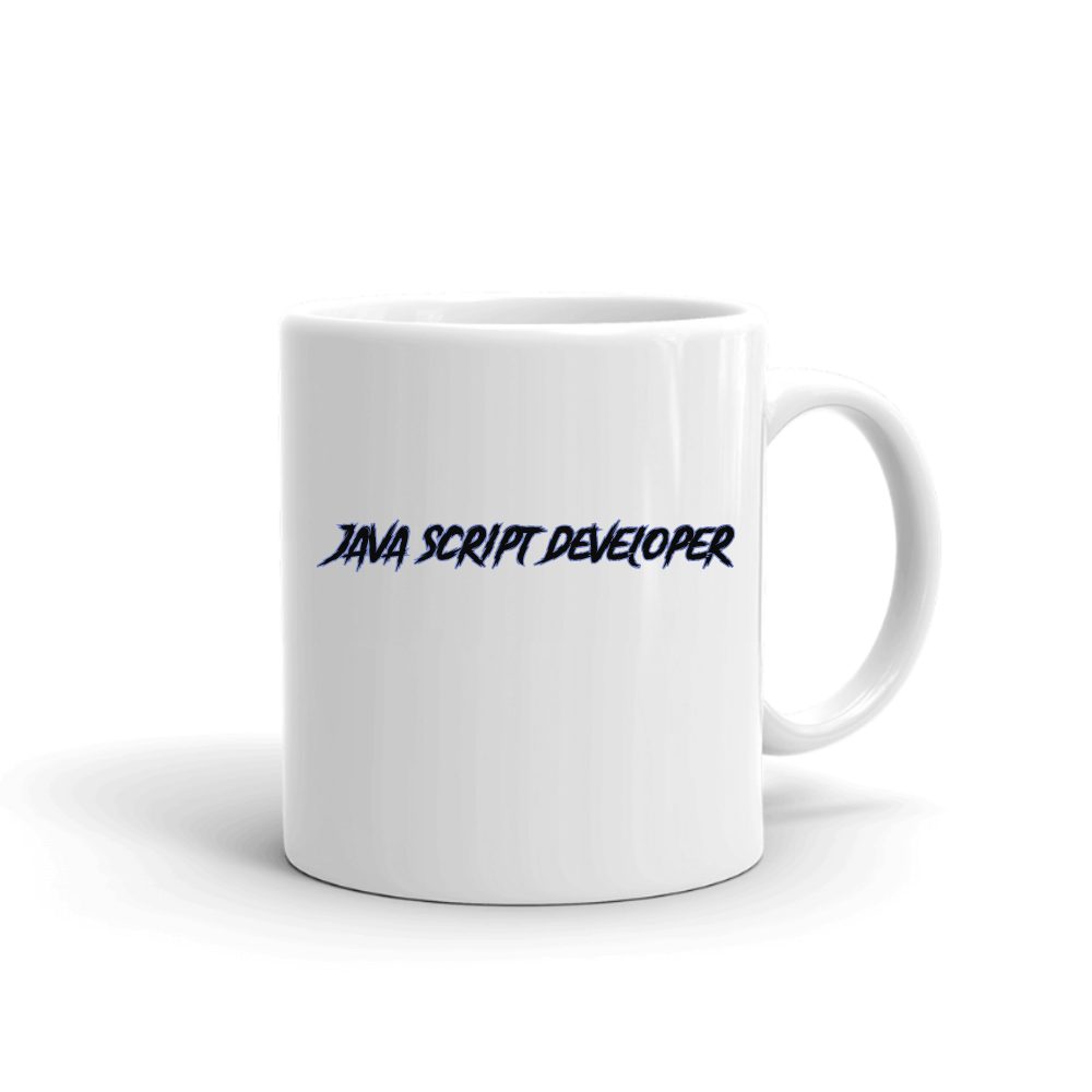 Java Script Developer Slasher Style mug in white, printed with "Java Script Developer"