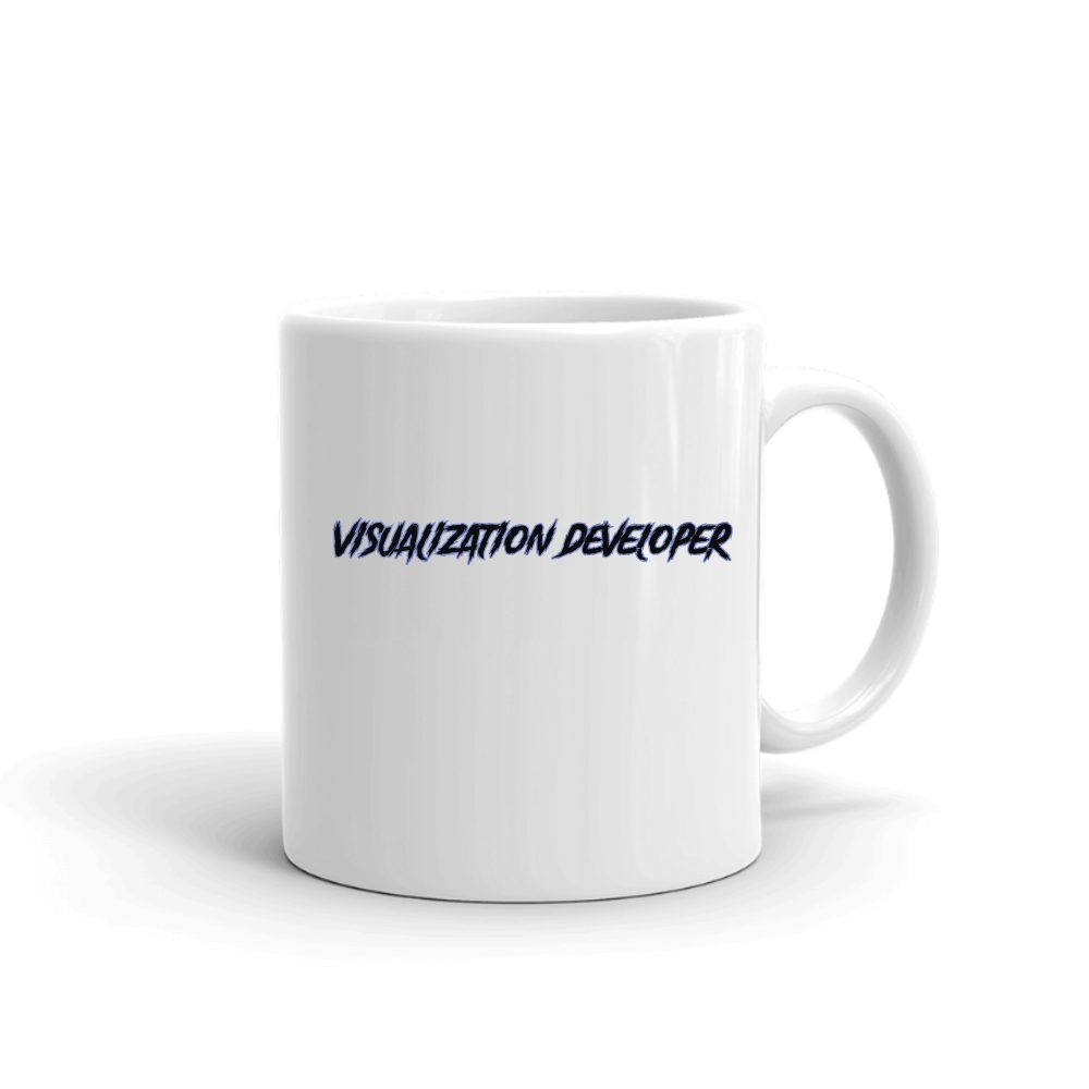 Visualization Developer Slasher Style mug in white, printed with "Visualization Developer"