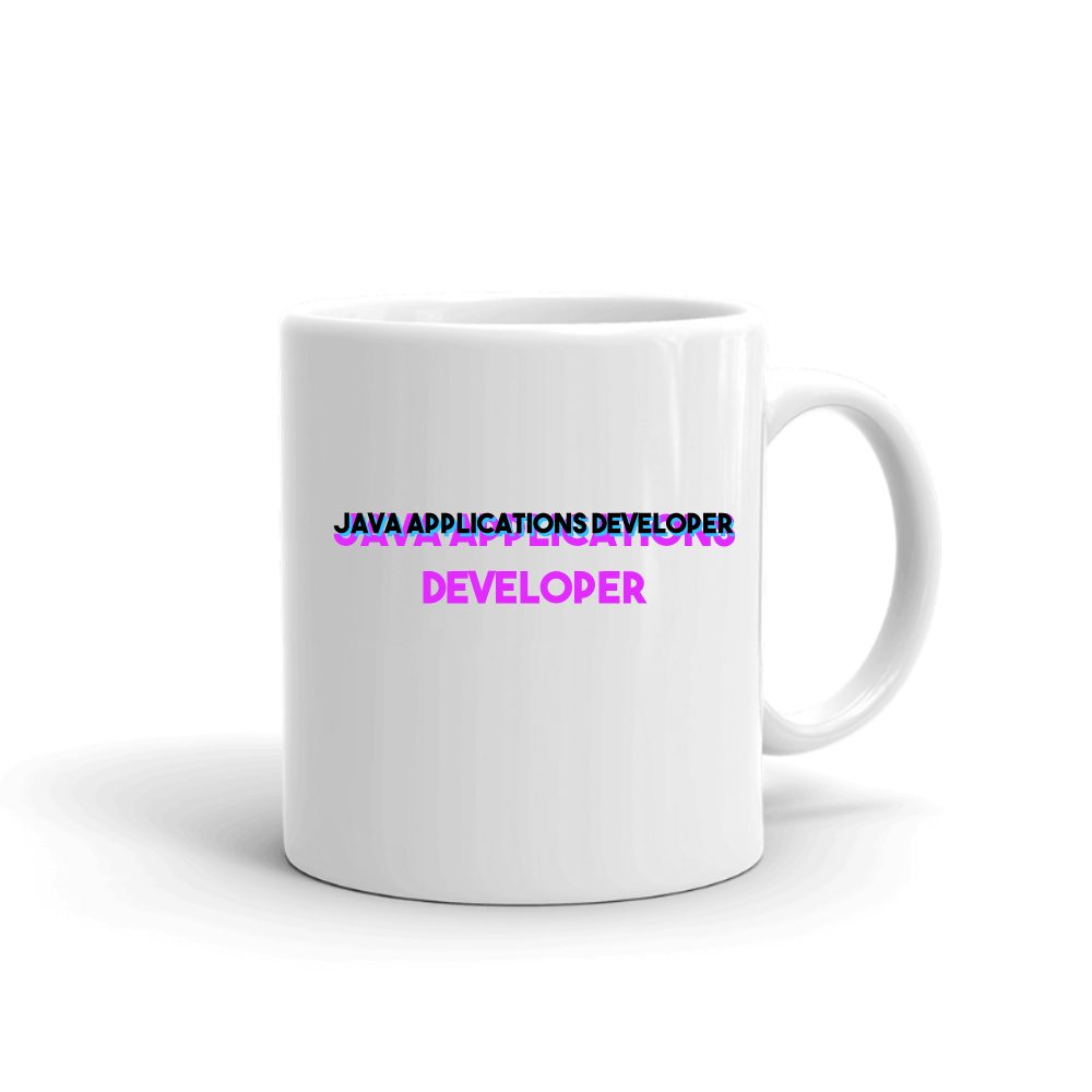 Tri Color Java Applications Developer mug in white, printed with "Java Applications Developer"