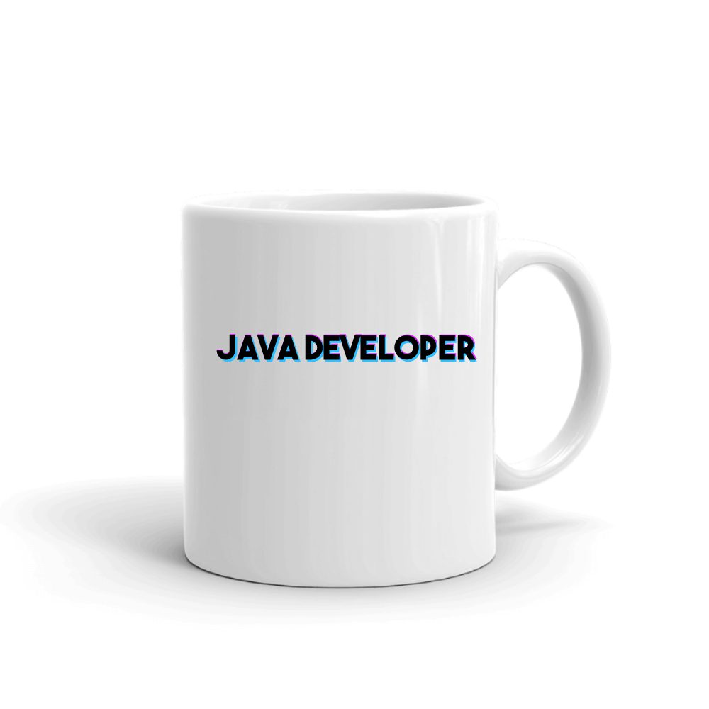 Tri Color Java Developer mug in white, printed with "Java Developer"