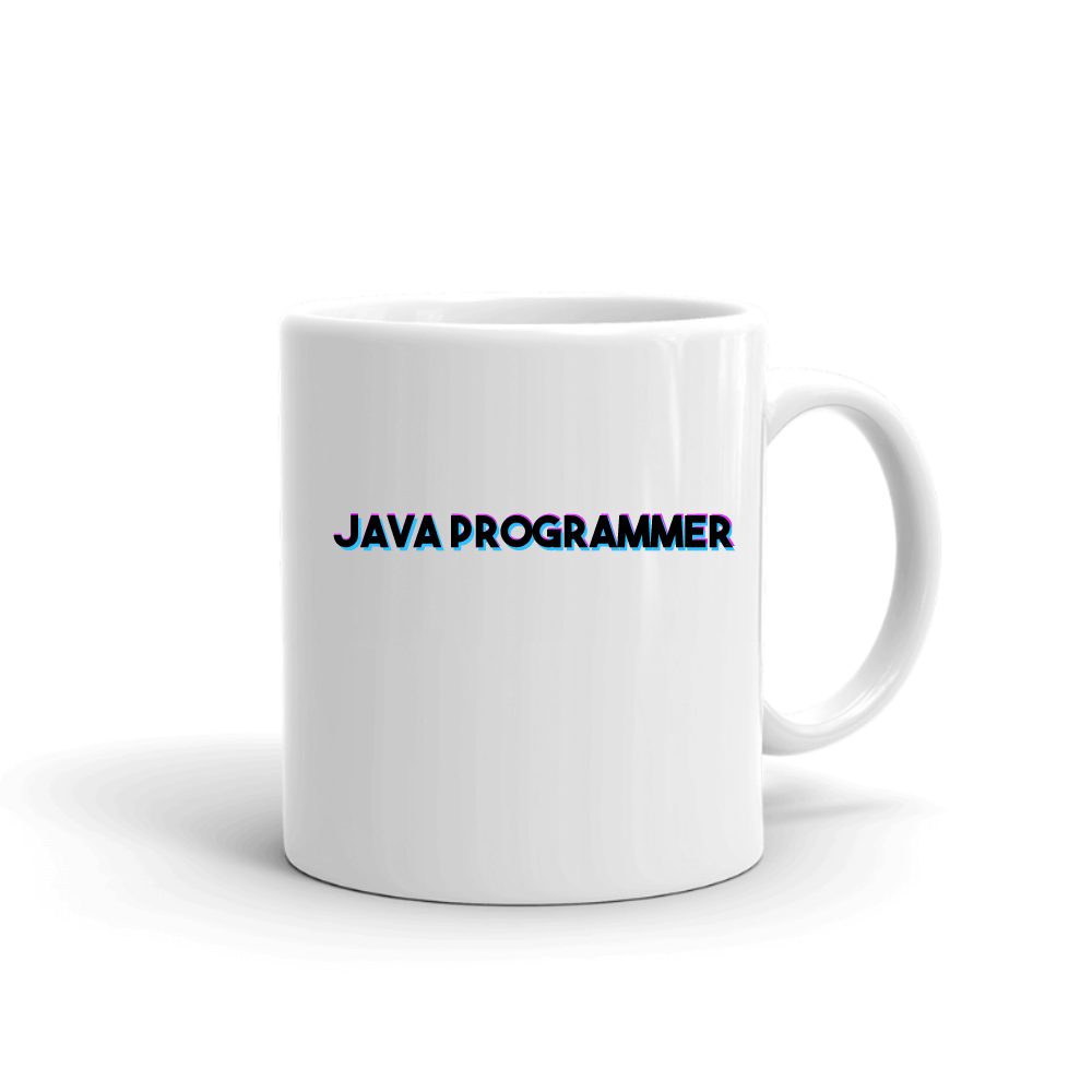Tri Color Java Programmer mug in white, printed with "Java Programmer"