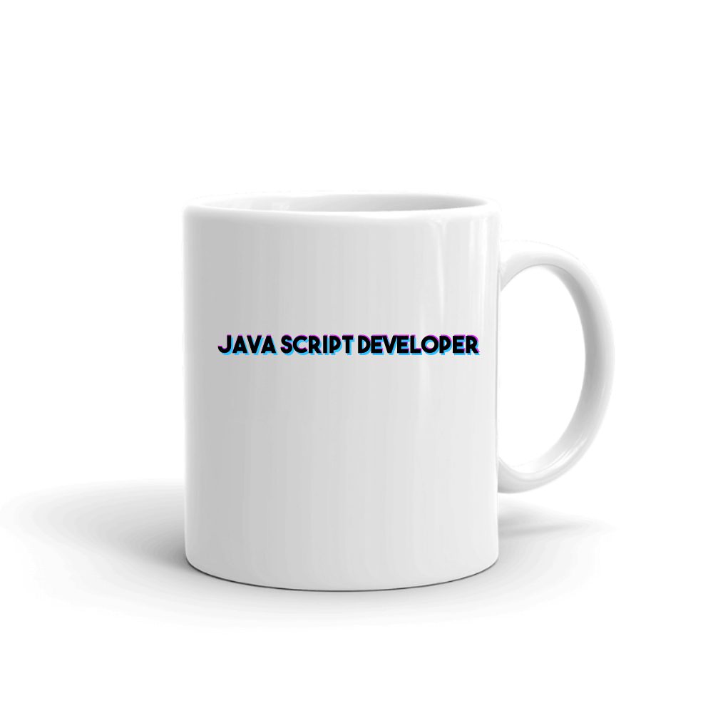 Tri Color Java Script Developer mug in white, printed with "Java Script Developer"