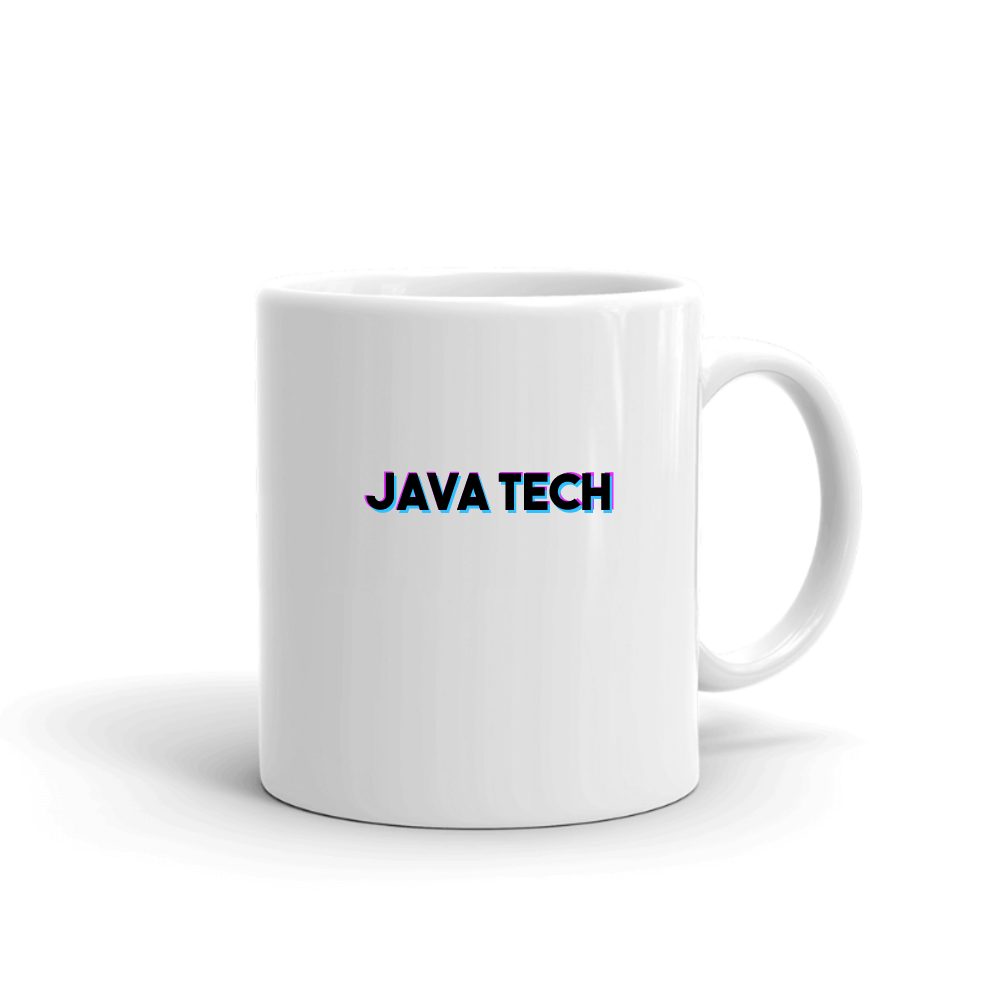 Tri Color Java Tech mug in white, printed with "Java Tech"