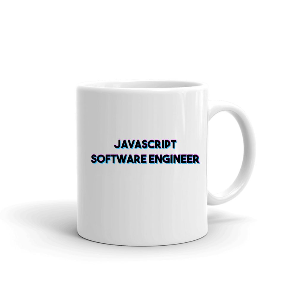 Tri Color Javascript Software Engineer mug in white, printed with "Javascript Software Engineer"