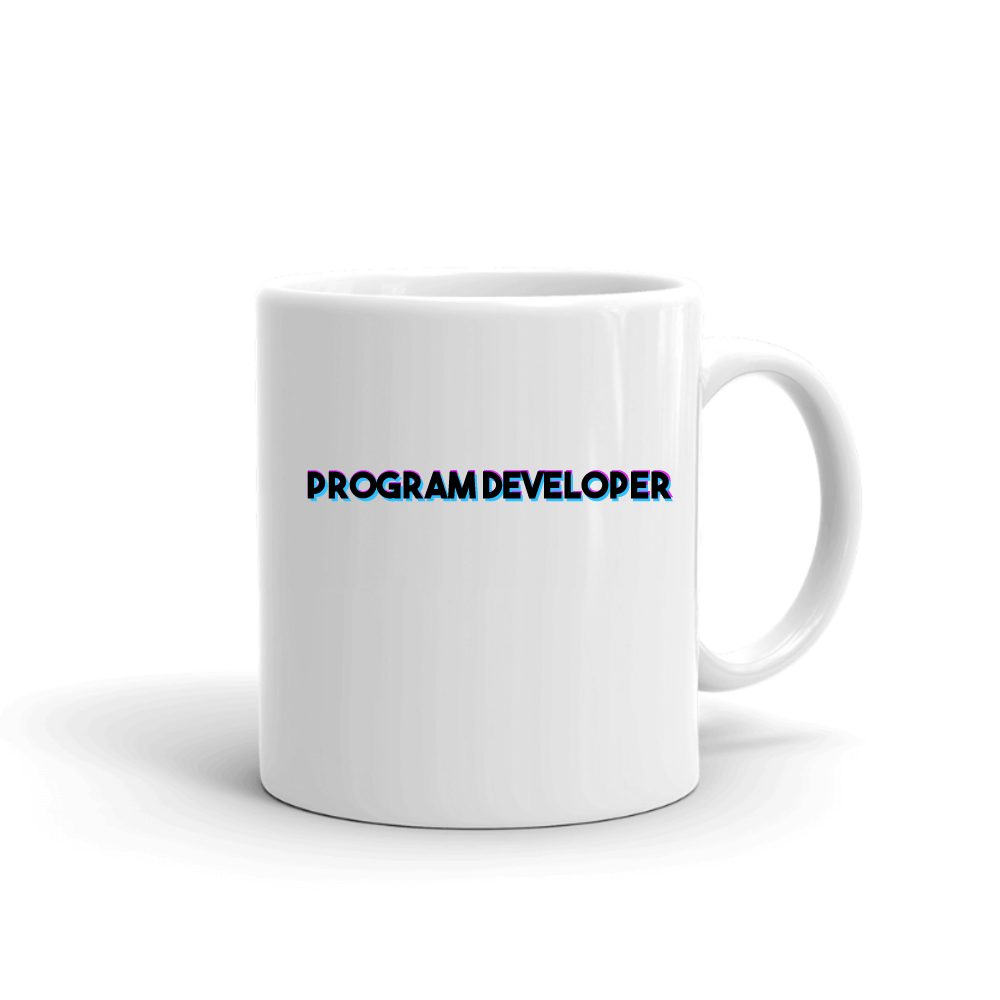 Tri Color Program Developer mug in white, printed with "Program Developer"