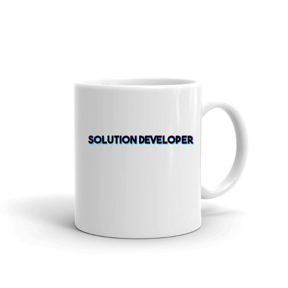 Tri Color Solution Developer mug in white, printed with "Solution Developer"