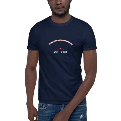 Javascript Software Engineer Varsity Arch dark tee preview