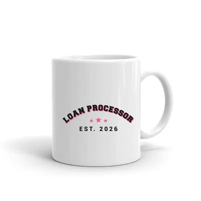 Loan Processor Varsity Arch mug preview