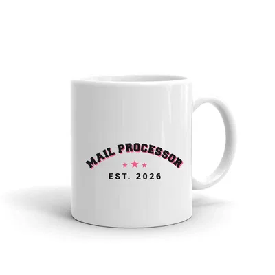 Mail Processor Varsity Arch mug preview