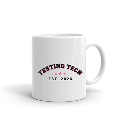Testing Tech Varsity Arch mug preview