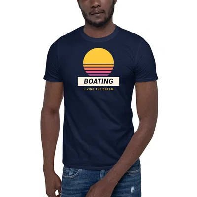 Boating Retro Sunset dark tee preview