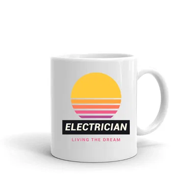 Electrician Retro Sunset mug preview