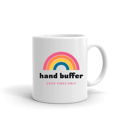 Hand Buffer Groovy Rainbow mug preview