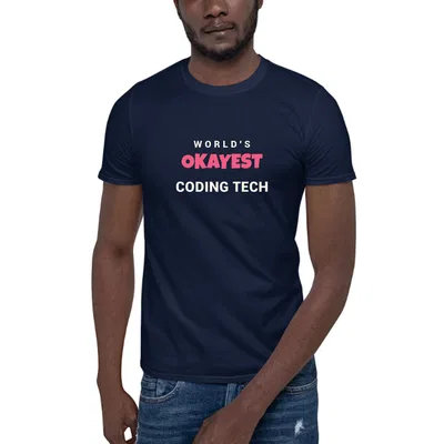 World's Okayest Coding Tech dark tee preview