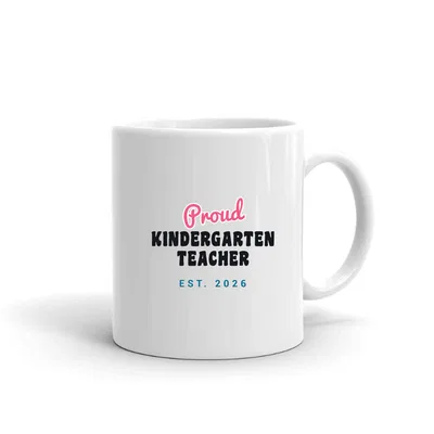 Proud Kindergarten Teacher Script & Block mug preview
