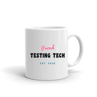 Proud Testing Tech Script & Block mug preview