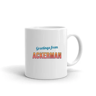 Greetings from Ackerman Postcard mug preview