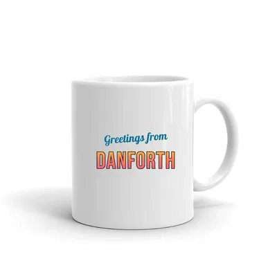 Greetings from Danforth Postcard mug preview