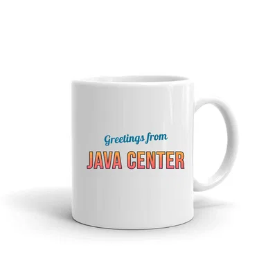 Greetings from Java Center Postcard mug preview