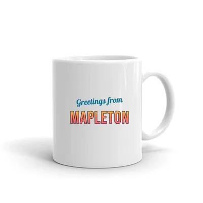 Greetings from Mapleton Postcard mug preview