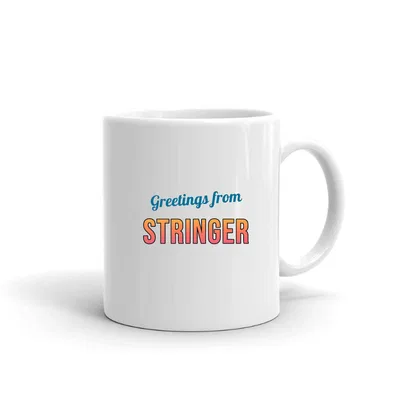 Greetings from Stringer Postcard mug preview