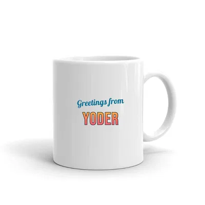 Greetings from Yoder Postcard mug preview