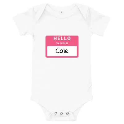 Hello My Name Is Cale onesie preview