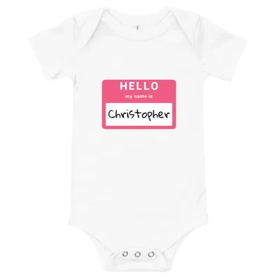Hello My Name Is Christopher onesie preview