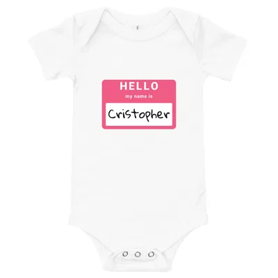 Hello My Name Is Cristopher onesie preview