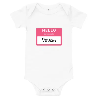 Hello My Name Is Devan onesie preview