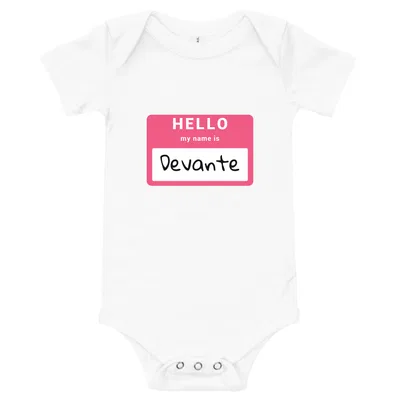 Hello My Name Is Devante onesie preview