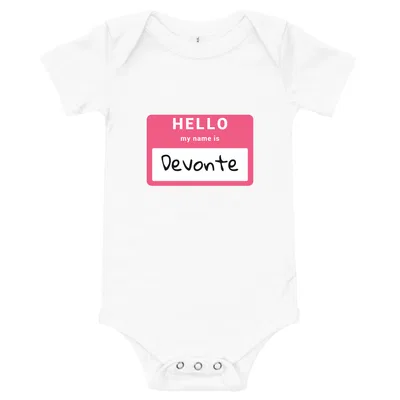 Hello My Name Is Devonte onesie preview