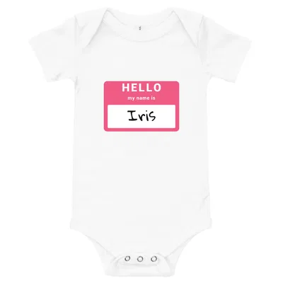 Hello My Name Is Iris onesie preview