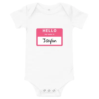 Hello My Name Is Jaylin onesie preview