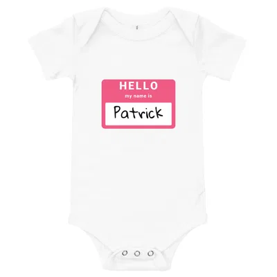 Hello My Name Is Patrick onesie preview