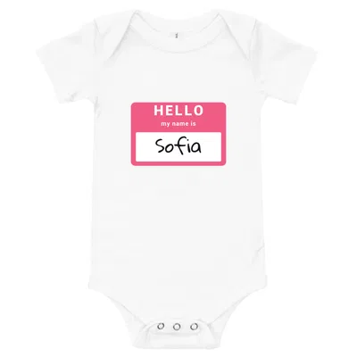 Hello My Name Is Sofia onesie preview