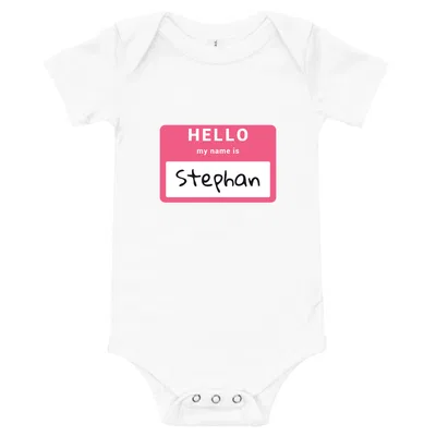 Hello My Name Is Stephan onesie preview