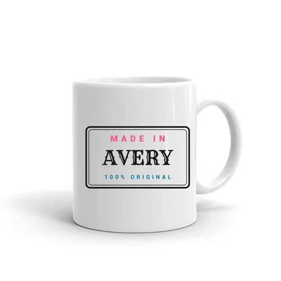 Made in Avery Label mug preview