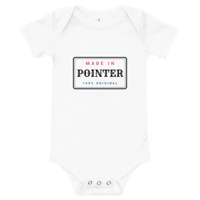 Made in Pointer Label onesie preview