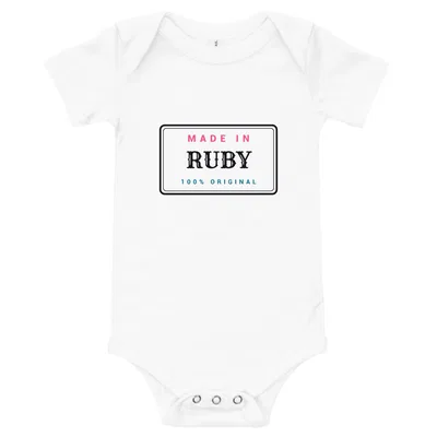 Made in Ruby Label onesie preview