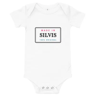 Made in Silvis Label onesie preview