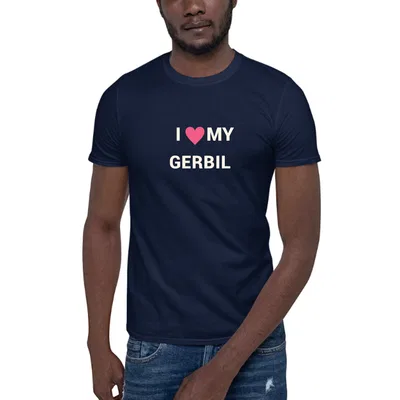 I Love My Gerbil Heart dark tee preview