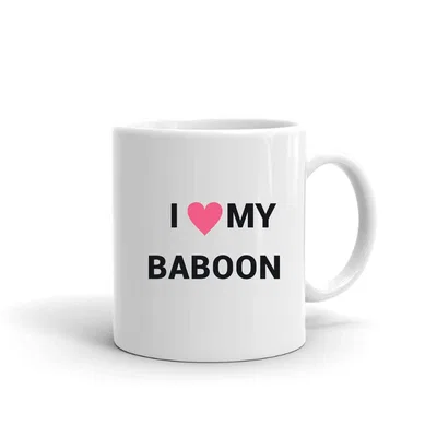 I Love My Baboon Heart mug preview